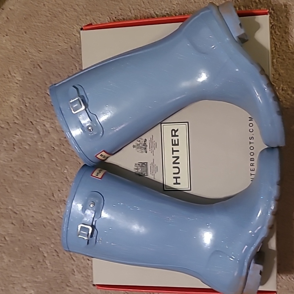 Big Kids HUNTER Original Giant Glitter Rain Boots Vivid Blue Size 2